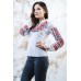 Embroidered blouse "Flower Ornament" Red on White
